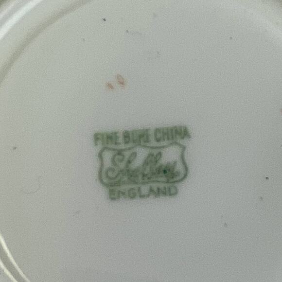 Vintage Shelley England Blue Trim Wildflowers Saucer Cup Fine Bone China Teacup - Picture 7 of 7